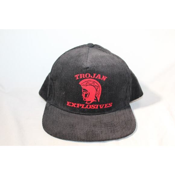 Vintage 1980's Trojan Explosive Corduroy Hat USA Trucker Snapback. Brand New - Picture 1 of 8